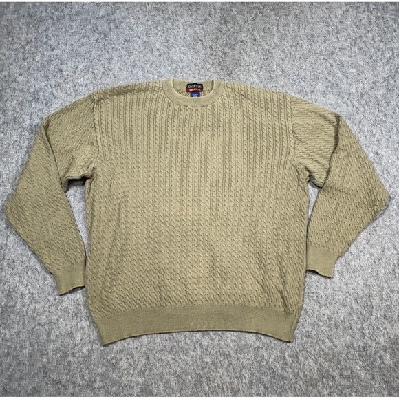 Overtone Other - Overton Shirt Maker Pullover Sweater Men's Size Large Tan Brown Cable Knit Crew